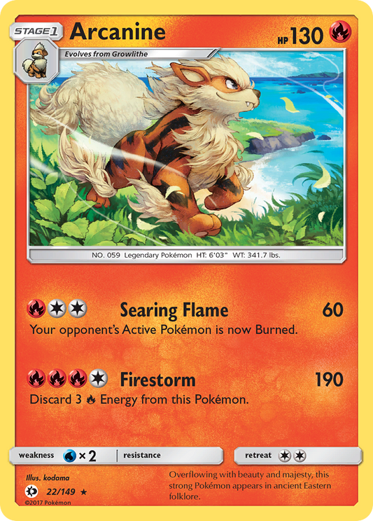 Pokemon Card Sun & Moon 022/149 22/149 Arcanine Holo Rare *MINT*