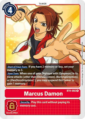 Digimon Card Great Legend Marcus Damon BT4-092 R