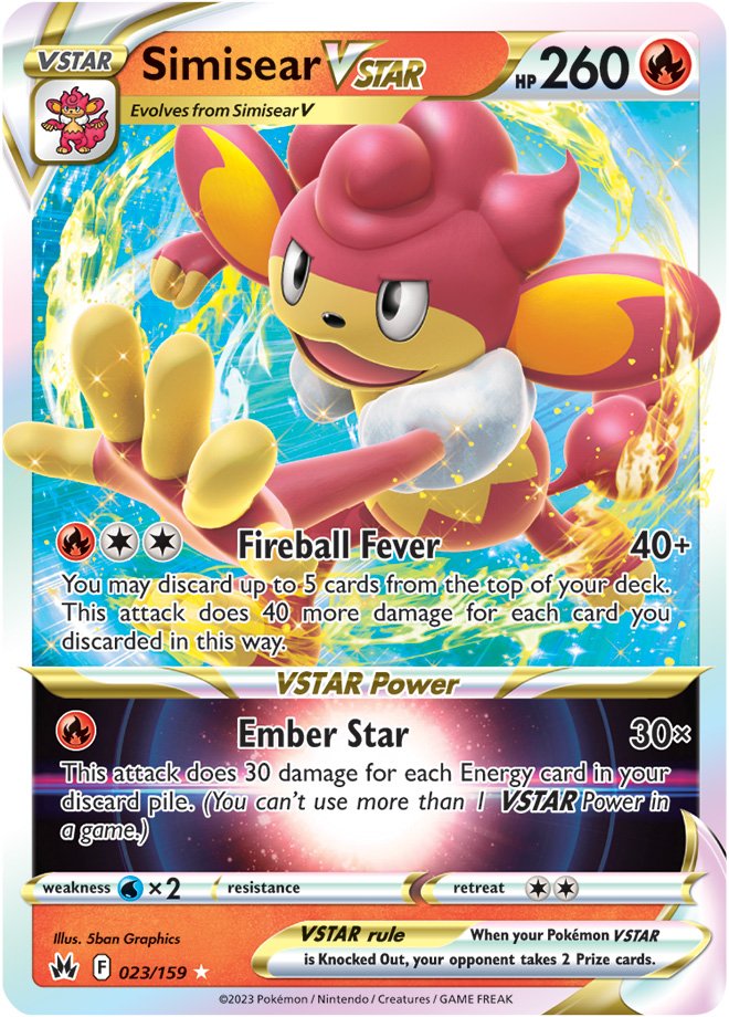 Pokemon Card Crown Zenith 023/159 23/159 Simisear VSTAR Ultra Rare *MINT*