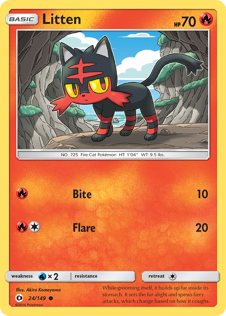 Pokemon Card Sun & Moon 024/149 24/149 Litten Common *MINT*