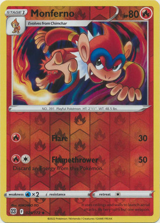 Pokemon Card Brilliant Stars 025/172 25/172 Monferno Reverse Holo Uncommon