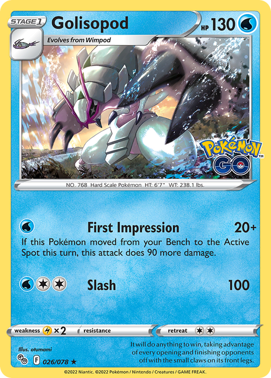 Pokemon Card Pokemon Go 26/78 Golisopod Holo Rare *MINT*