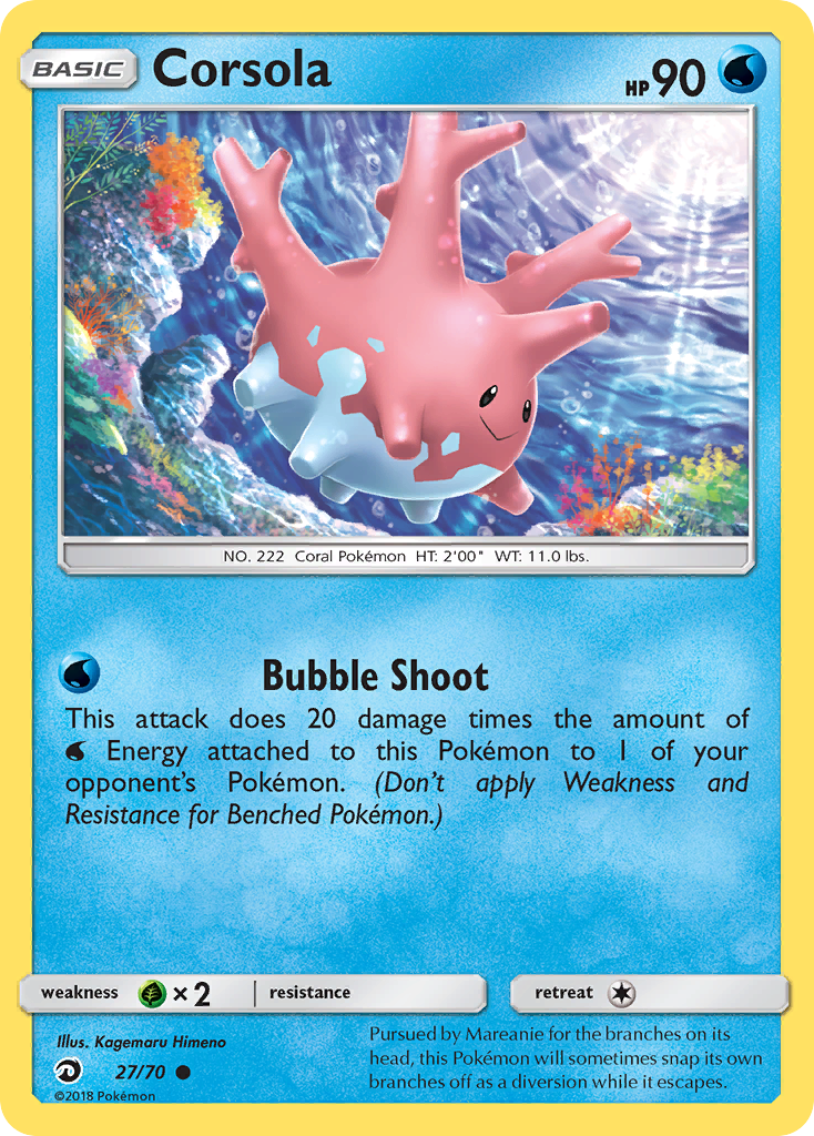 Pokemon Card Dragon Majesty  27/70 Corsola Pokemon Common *MINT*