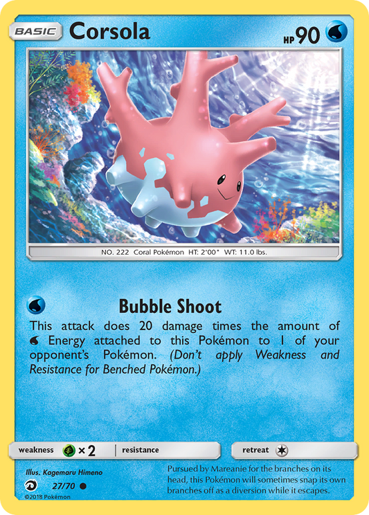 Pokemon Card Dragon Majesty  27/70 Corsola Pokemon Common *MINT*