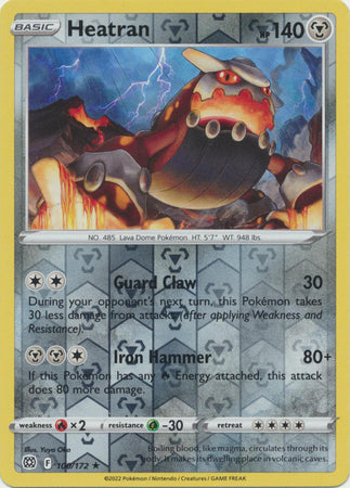 Pokemon Card Brilliant Stars 100/172 Heatran Reverse Holo Rare