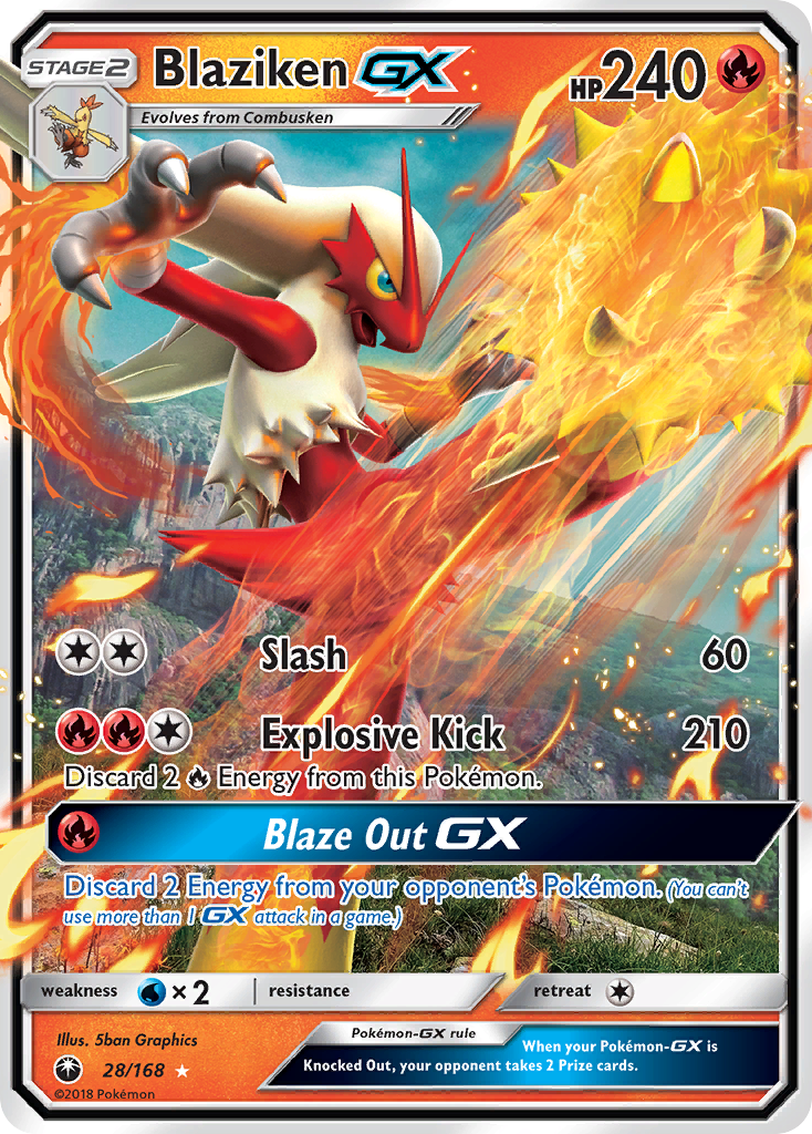 Pokemon Card Celestial Storm  28/168 Blaziken-GX Pokemon Ultra Rare *MINT*