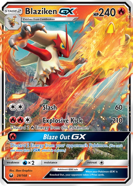 Pokemon Card Celestial Storm  28/168 Blaziken-GX Pokemon Ultra Rare *MINT*