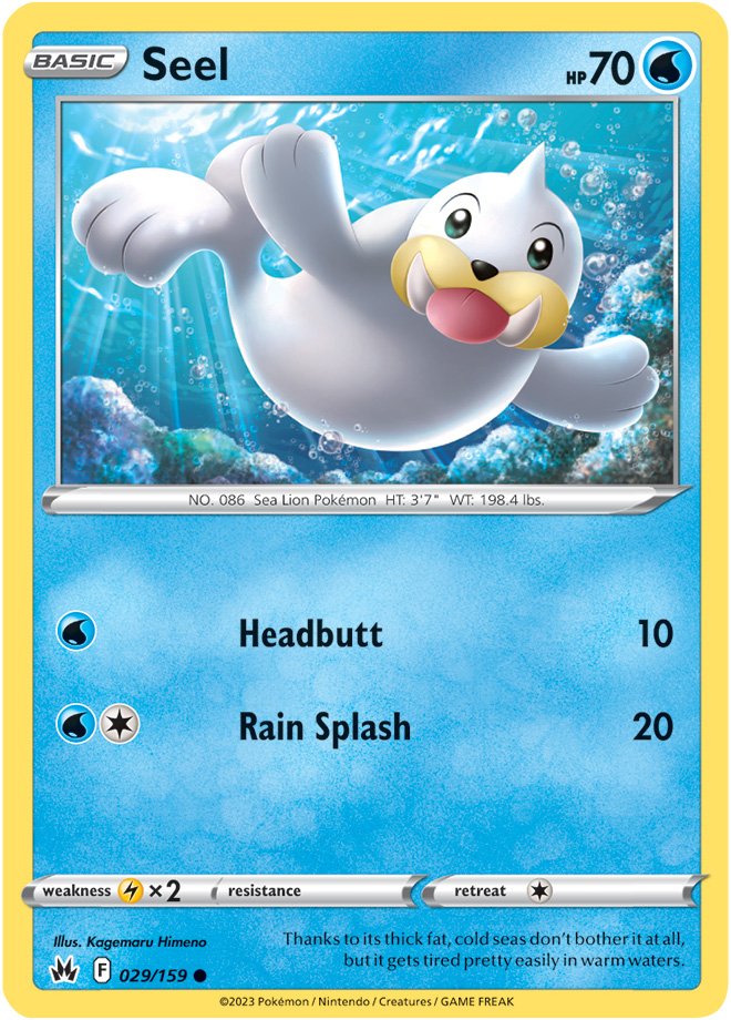 Pokemon Card Crown Zenith 029/159 29/159 Seel Common *MINT*