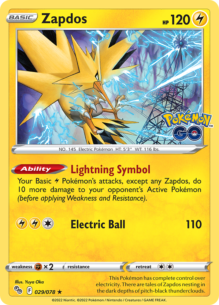 Pokemon Card Pokemon Go 29/78 Zapdos Holo Rare *MINT*