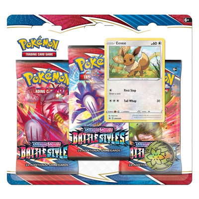 POKEMON TCG Sword and Shield Battle Styles Three Booster Blisters - EEVEE