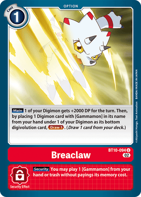 Digimon Card Xros Encounter Breaclaw BT10-094 U