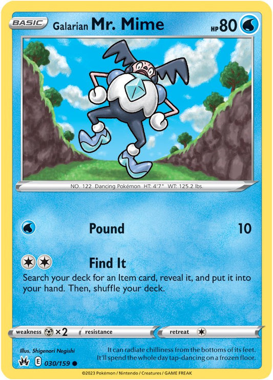 Pokemon Card Crown Zenith 030/159 30/159 Galarian Mr. Mime Common *MINT*