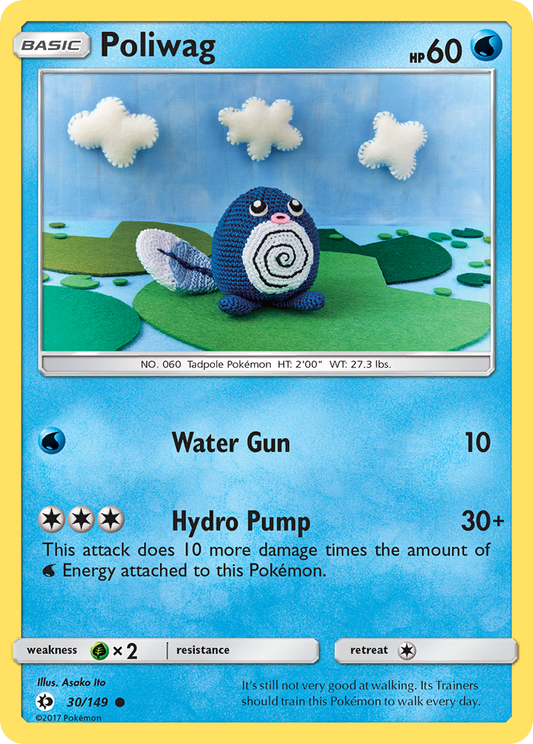 Pokemon Card Sun & Moon 030/149 30/149 Poliwag Common *MINT*