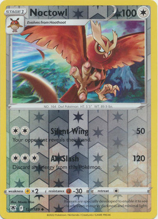 Pokemon Card Astral Radiance 121/189 Noctowl Reverse Holo Uncommon