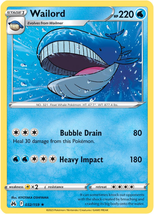 Pokemon Card Crown Zenith 032/159 32/159 Wailord Rare *MINT*