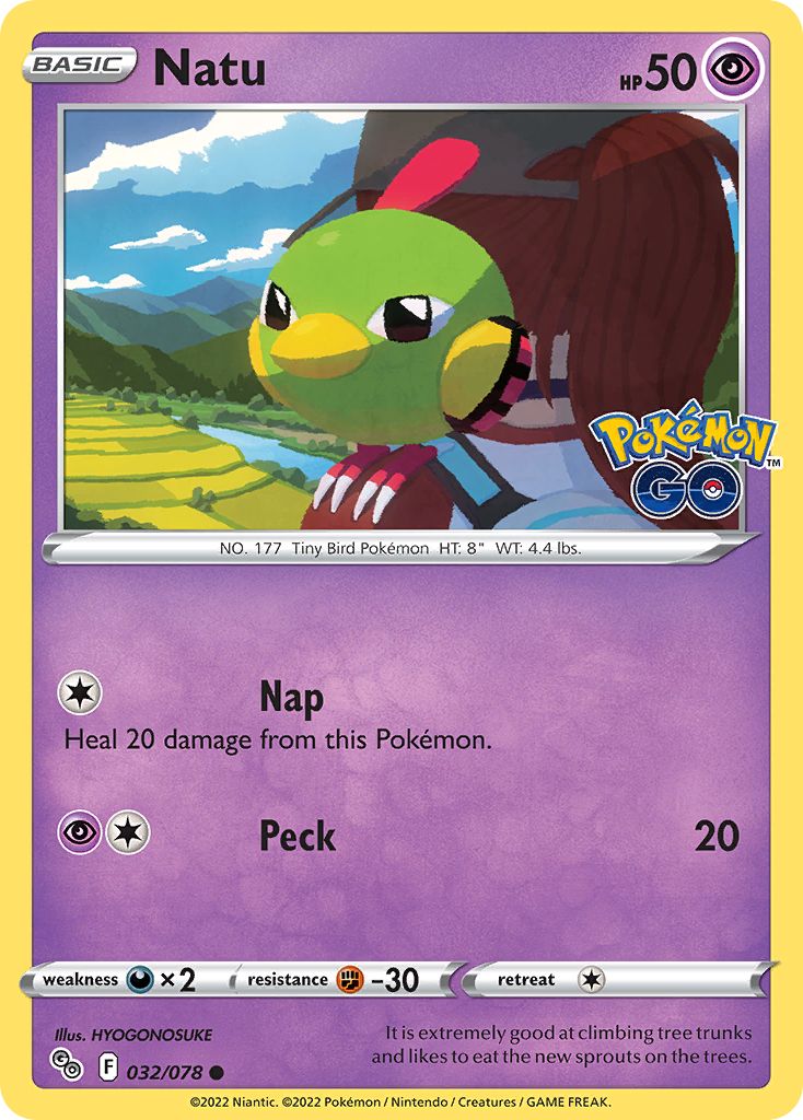 Pokemon Card Pokemon Go 32/78 Natu Common *MINT*