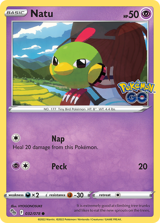 Pokemon Card Pokemon Go 32/78 Natu Common *MINT*