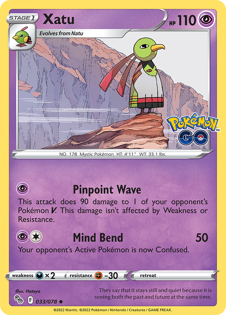 Pokemon Card Pokemon Go 33/78 Xatu Uncommon *MINT*