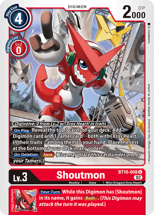 Digimon Card Xros Encounter Shoutmon BT10-008 U