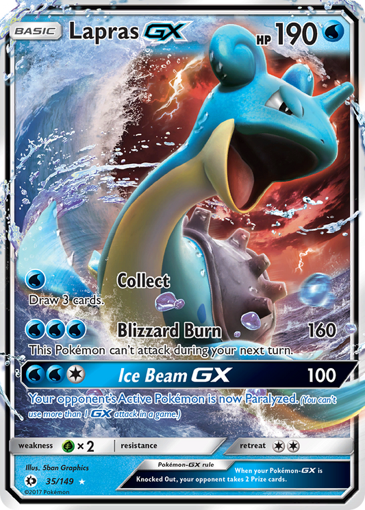 Pokemon Card Sun & Moon 035/149 35/149 Lapras-GX Ultra Rare *MINT*