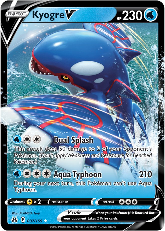 Pokemon Card Crown Zenith 037/159 37/159 Kyogre V Ultra Rare *MINT*