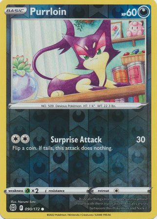 Pokemon Card Brilliant Stars 090/172 90/172 Purrloin Reverse Holo Common