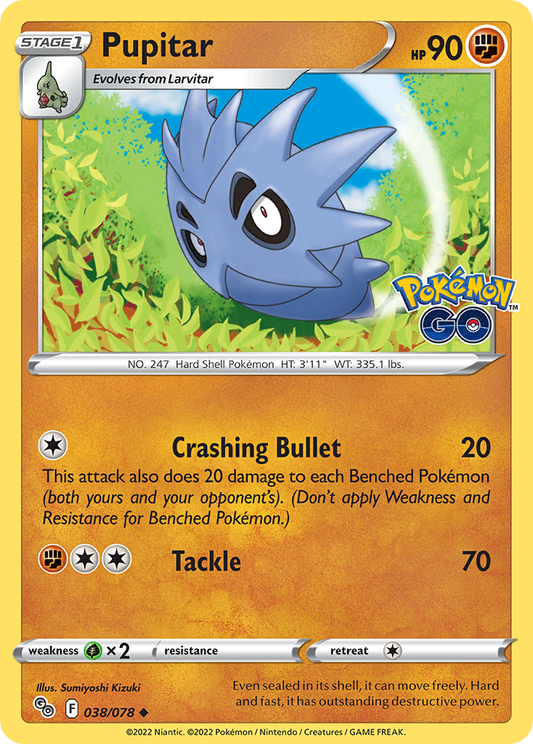 Pokemon Card Pokemon Go 38/78 Pupitar Uncommon *MINT*