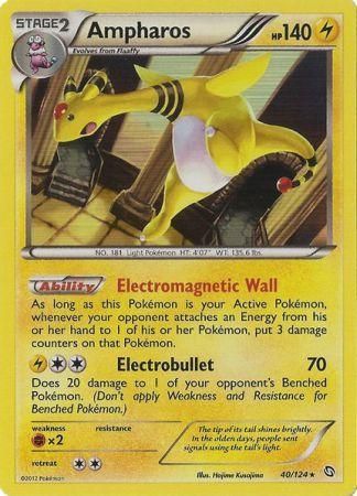 Pokemon Card 40/124 Black & White Dragons Exalted Ampharos Rare Holo