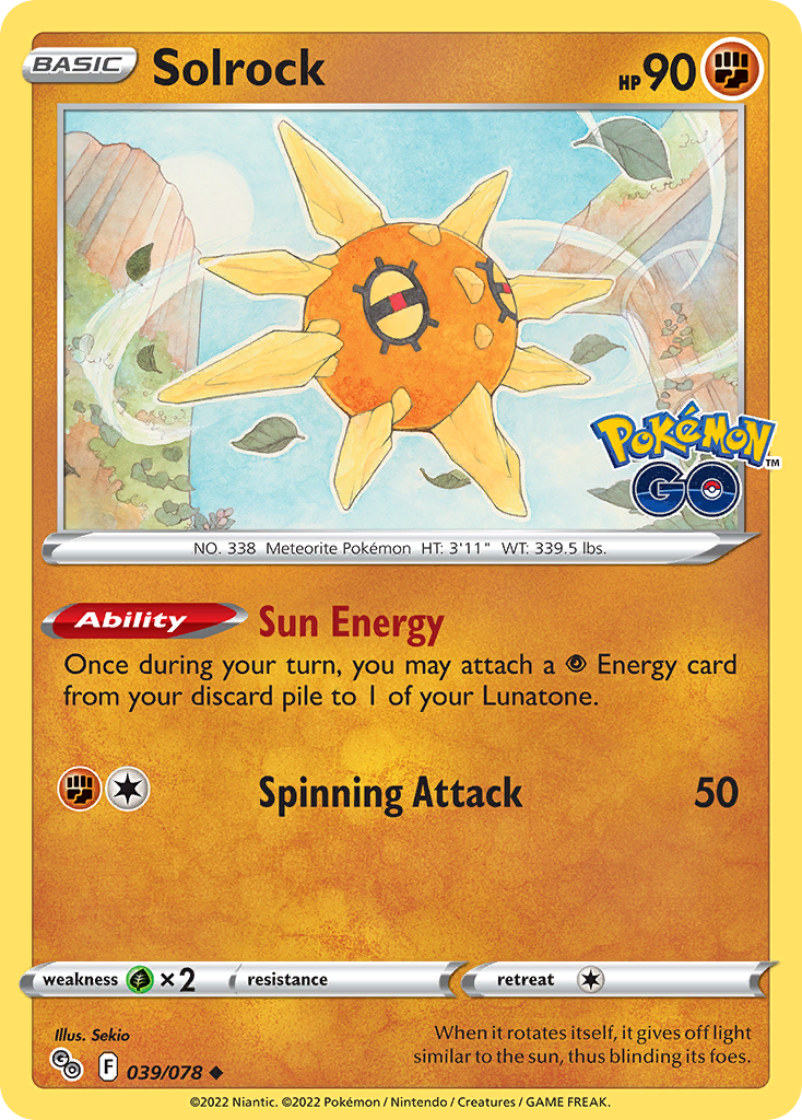 Pokemon Card Pokemon Go 39/78 Solrock Uncommon *MINT*