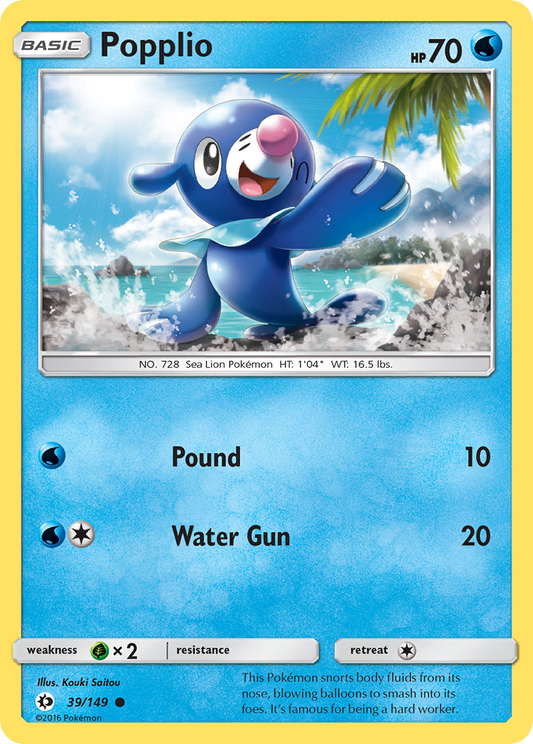 Pokemon Card Sun & Moon 039/149 39/149 Popplio Common *MINT*