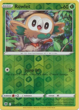 بطاقة بوكيمون Astral Radiance 19/189 019/189 Rowlet Reverse Holo Common