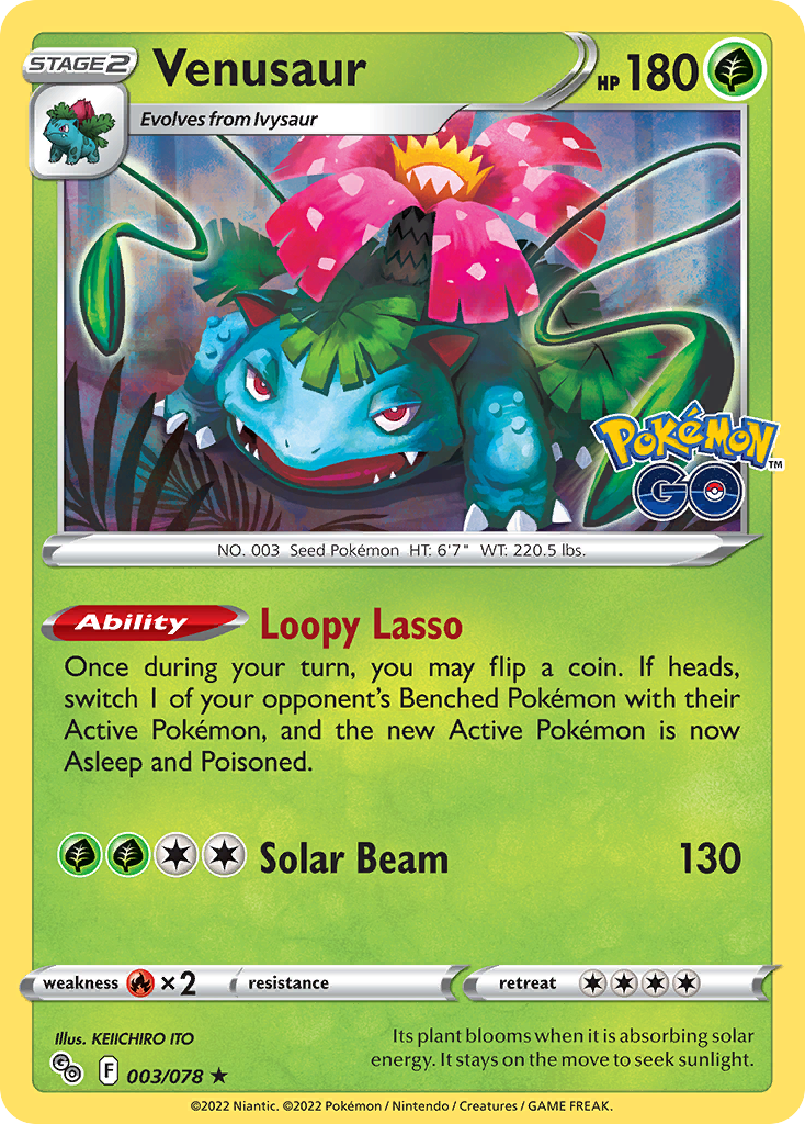 Pokemon Card Pokemon Go 3/78 03/78 Venusaur Holo Rare *MINT*