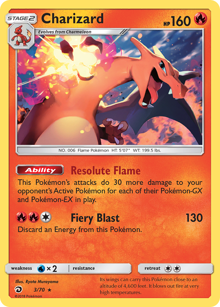 (S) Pokemon Card Dragon Majesty  3/70 Charizard Pokemon Rare Holo *MINT*