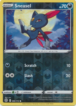 Pokemon Card Brilliant Stars 086/172 86/172 Sneasel Reverse Holo Common