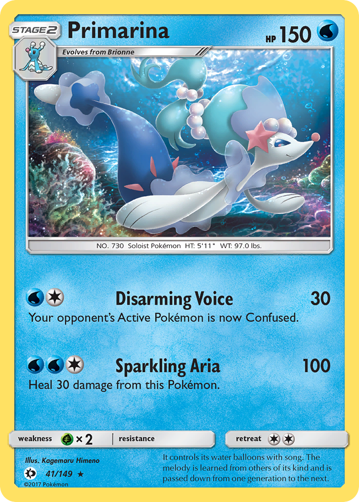 Pokemon Card Sun & Moon 041/149 41/149 Primarina Rare *MINT*