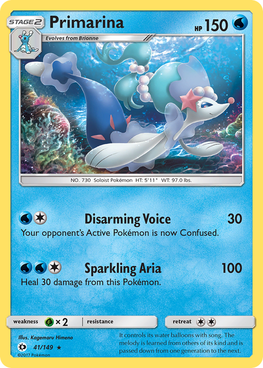 Pokemon Card Sun & Moon 041/149 41/149 Primarina Rare *MINT*