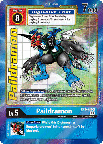 Digimon Card Classic Collection Paildramon EX1-019 R Alternative Art