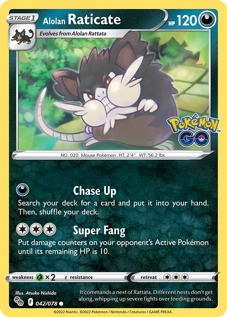 Pokemon Card Pokemon Go 42/78 Alolan Raticate Common *MINT*