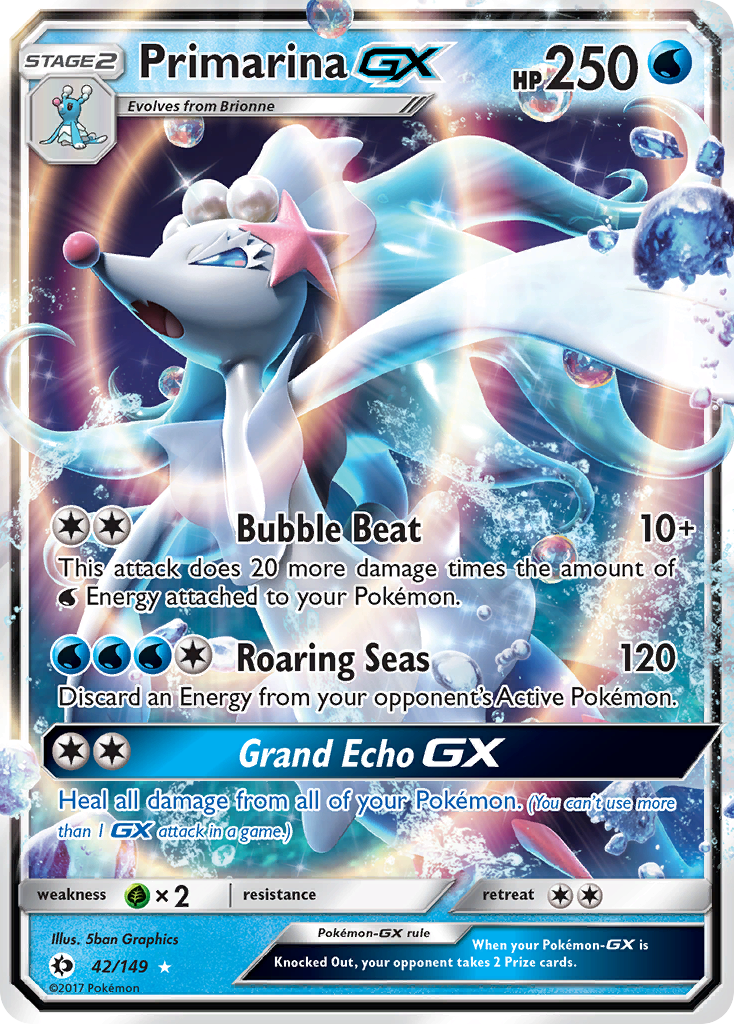 Pokemon Card Sun & Moon 042/149 42/149 Primarina-GX Ultra Rare *MINT*