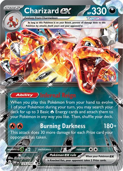 (S) Pokemon Card Obsidian Flames 125/197 Charizard ex Double Rare *MINT*