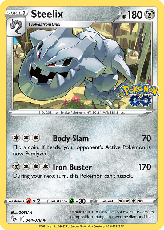 Pokemon Card Pokemon Go 44/78 Steelix Uncommon *MINT*