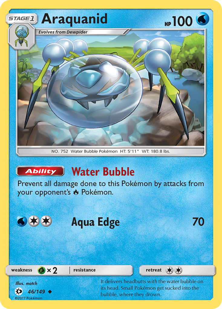 Pokemon Card Sun & Moon 046/149 46/149 Araquanid Uncommon *MINT*