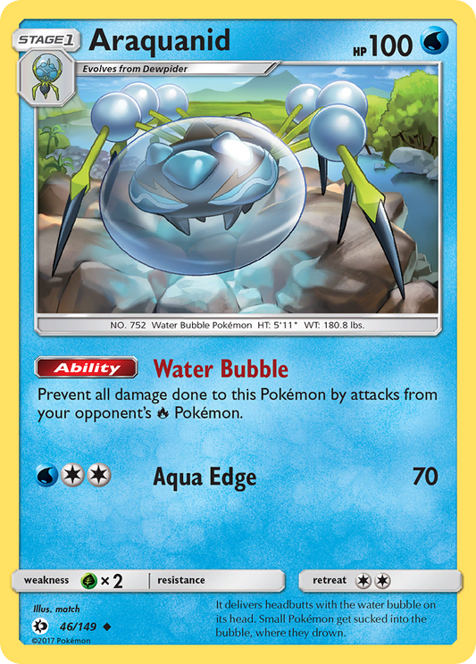 Pokemon Card Sun & Moon 046/149 46/149 Araquanid Uncommon *MINT*