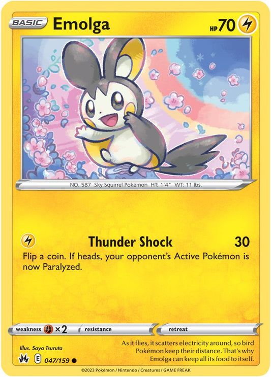 Pokemon Card Crown Zenith 047/159 47/159 Emolga Common *MINT*