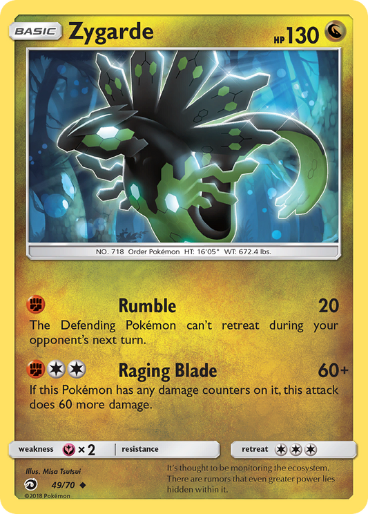 Pokemon Card Dragon Majesty  49/70 Zygarde Pokemon Uncommon *MINT*