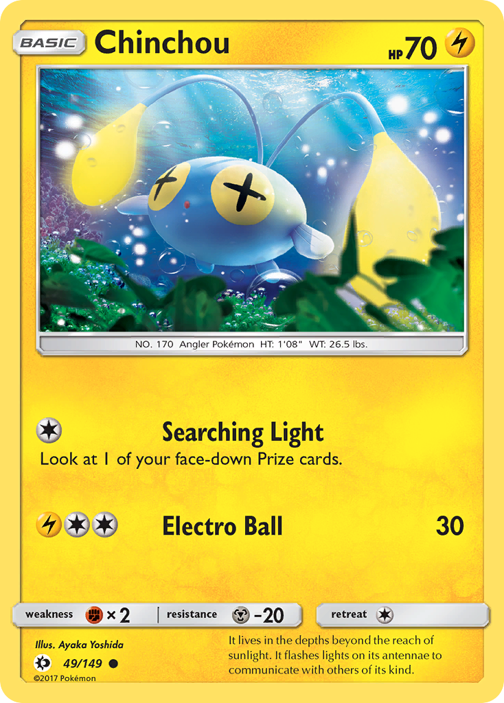 Pokemon Card Sun & Moon 049/149 49/149 Chinchou Common *MINT*