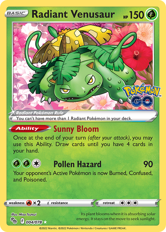 (S) Pokemon Card Pokemon Go 4/78 04/78 Radiant Venusaur Radiant Rare *MINT*