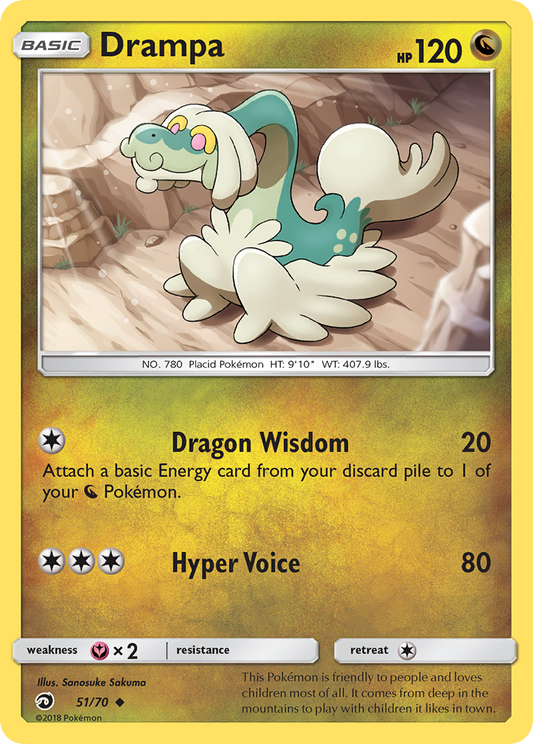 Pokemon Card Dragon Majesty  51/70 Drampa Pokemon Uncommon *MINT*