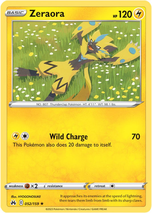 Pokemon Card Crown Zenith 052/159 52/159 Zeraora Rare *MINT*