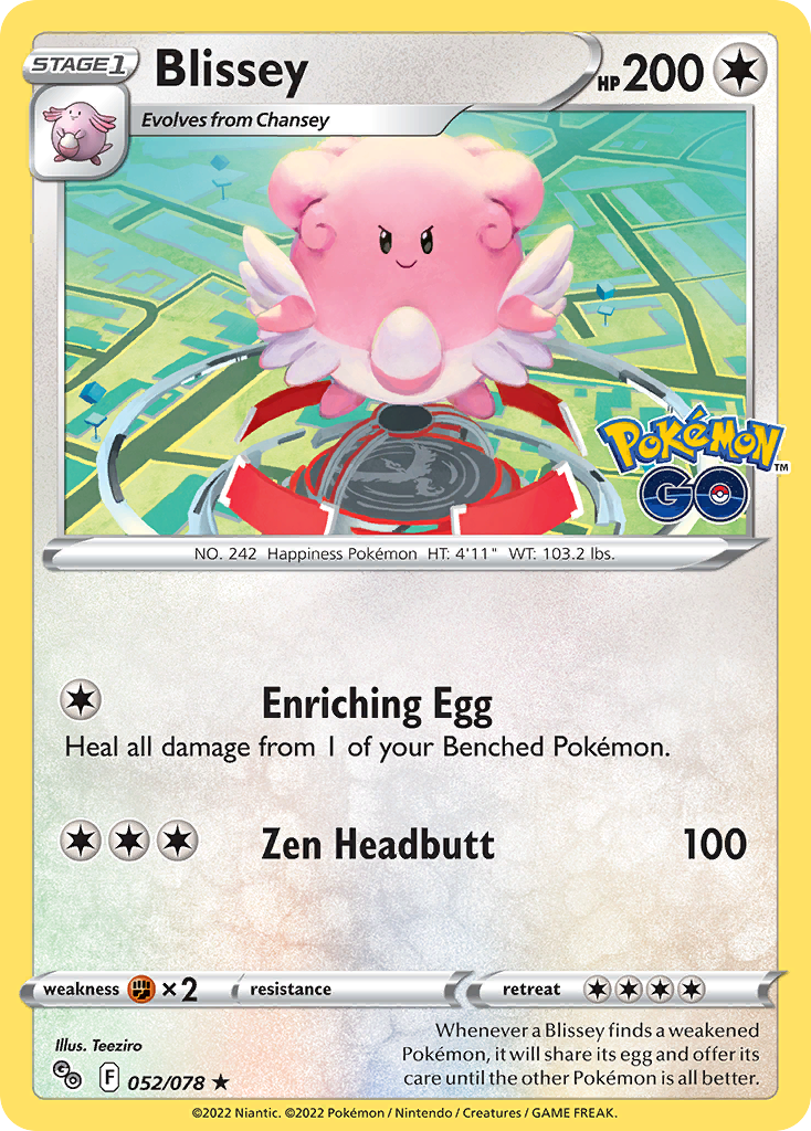 Pokemon Card Pokemon Go 52/78 Blissey Holo Rare *MINT*